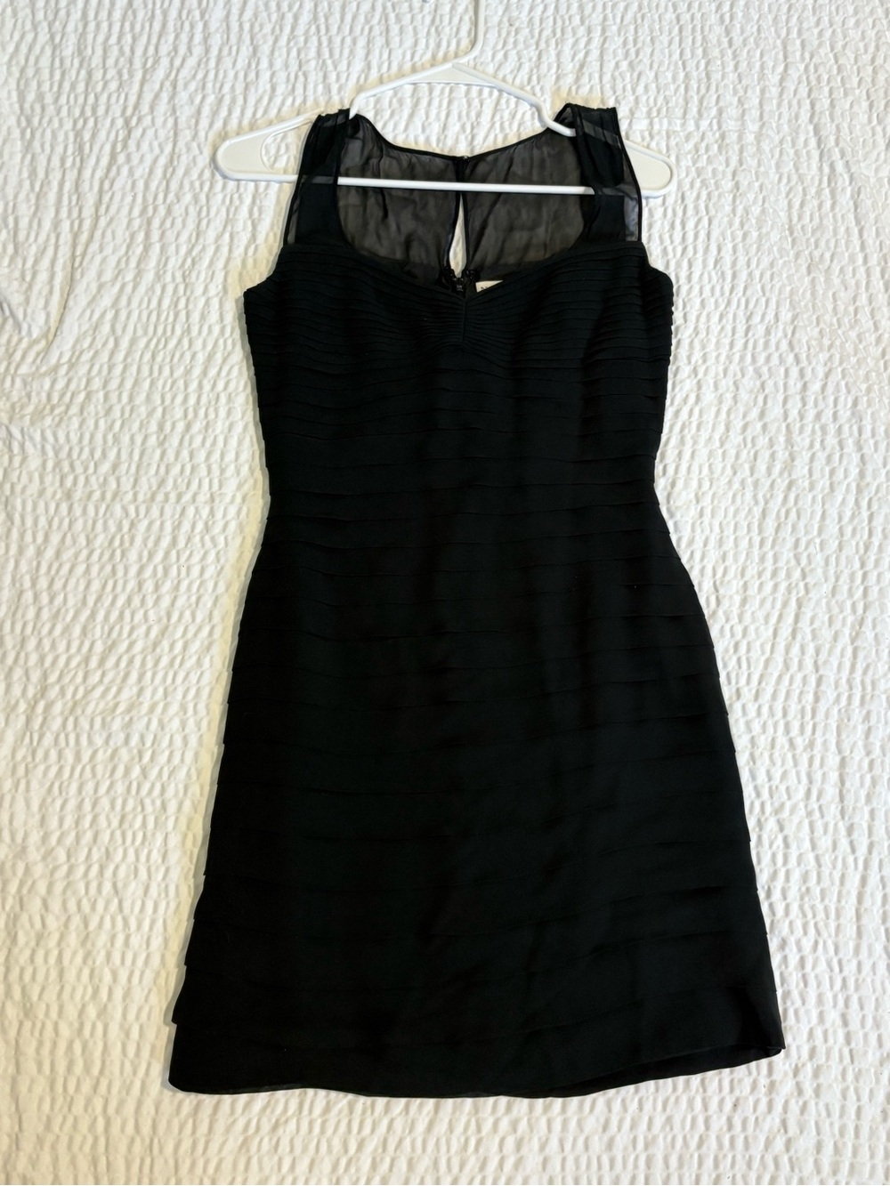 Niteline Black Midi Dress with Sheer Square Yoke